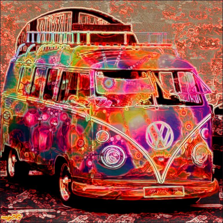 Hippie VW Colour Print