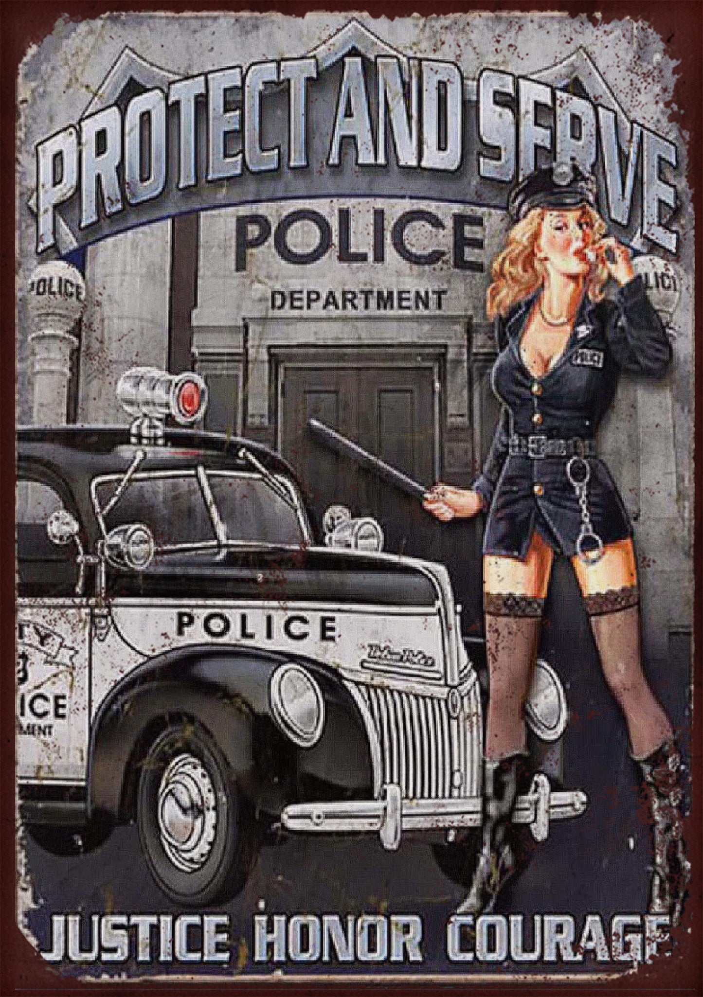 Retro Protect and Serve Sign